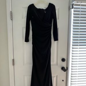 La Femme Long Sleeve Black Gown Size 6